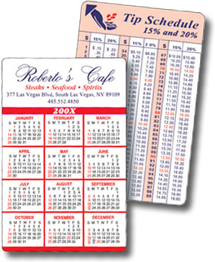 Laminated Full Color Calendar Cards