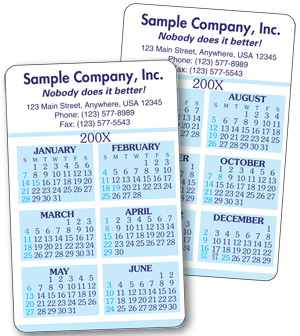 Laminated 6 months calendar cards